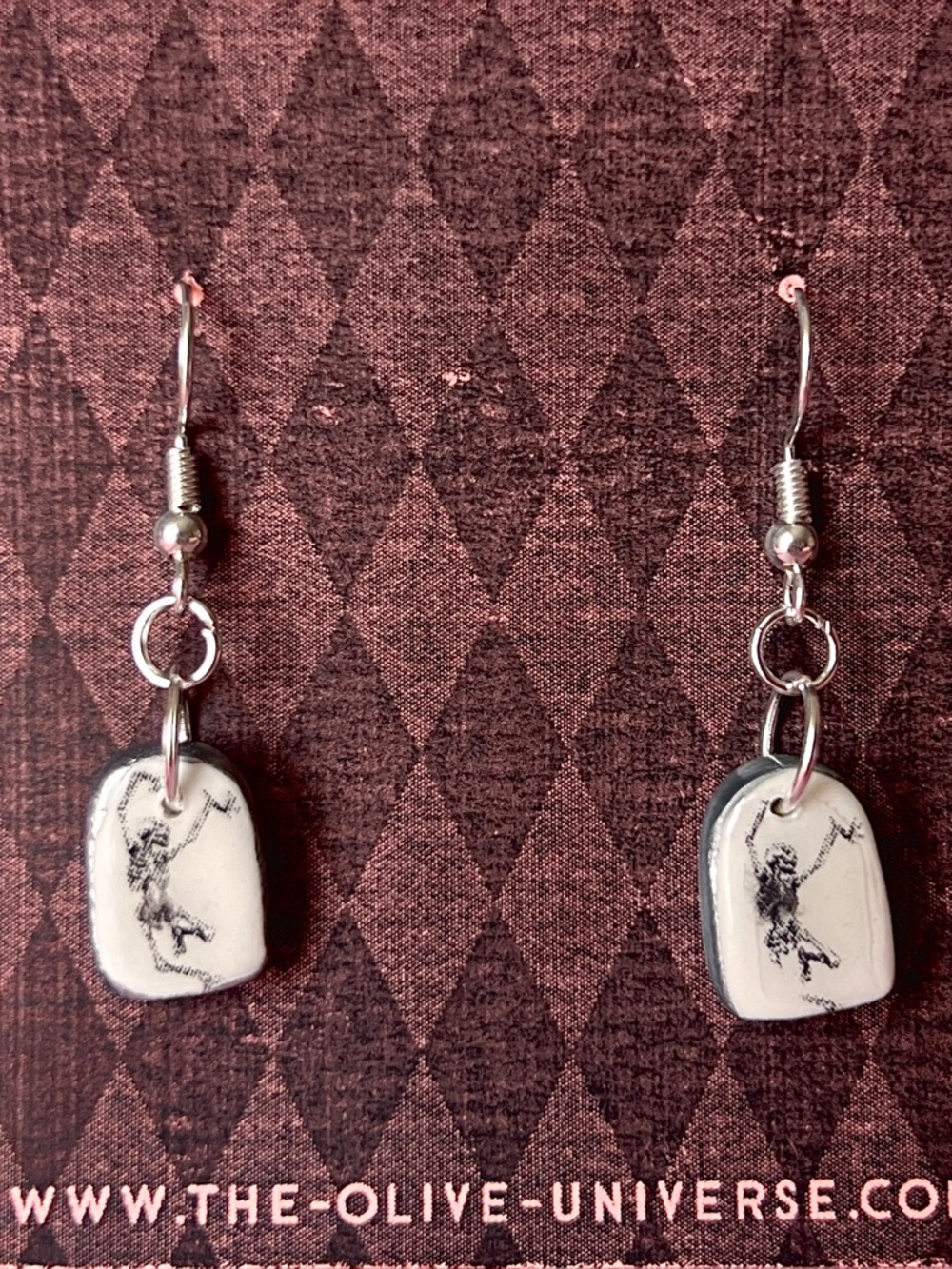 Dancing Skeleton Greyscale Mini Arch Earrings Collection | Retrowave Charms